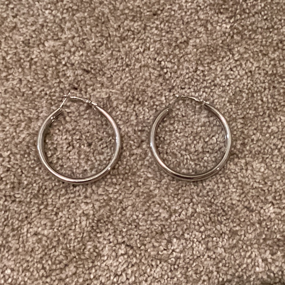 Chunky silver hoop earrings